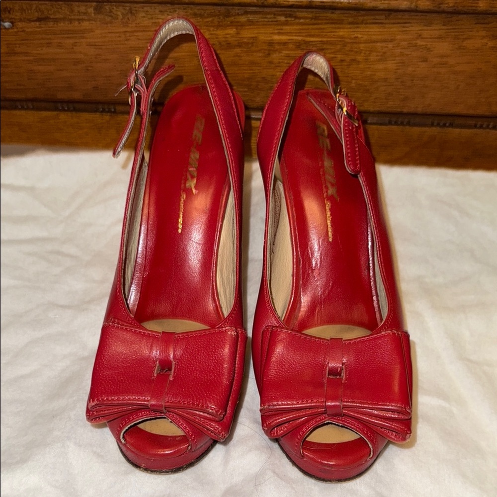 Elegant Red Peep-Toe Heels